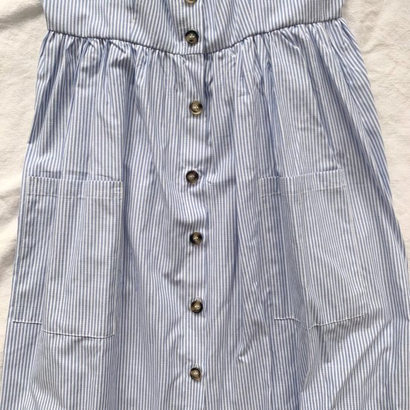 Blue and White Striped Summer Dress - Picture 3 of 6